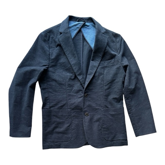 J. McLaughlin Lisbon H Navy solid soft cotton blend unstructured blazer| size 40 - Picture 7 of 16